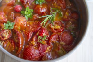 stewed tomatoes, dish, soup