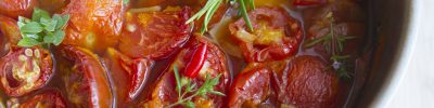 stewed tomatoes, dish, soup